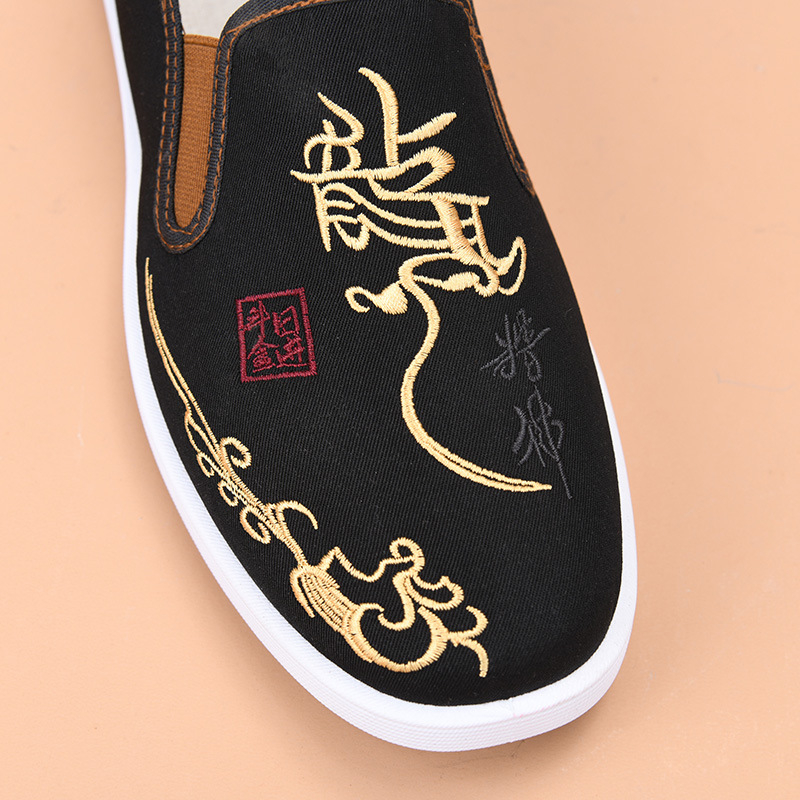 Férfi vászoncipő híméssel, lélegző, slip-on, fekete, mindennapi túracipő
