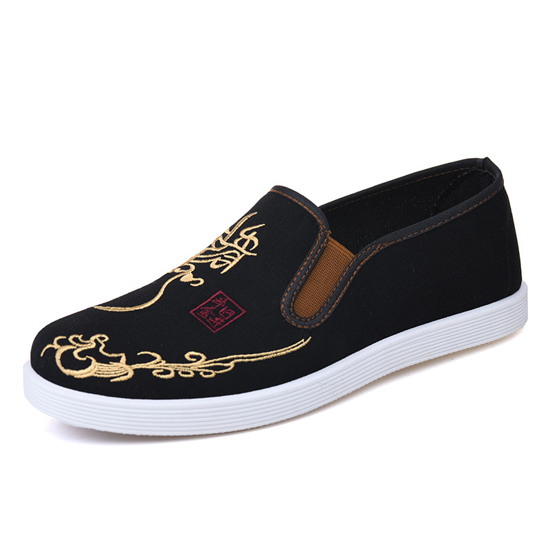 Férfi vászoncipő híméssel, lélegző, slip-on, fekete, mindennapi túracipő