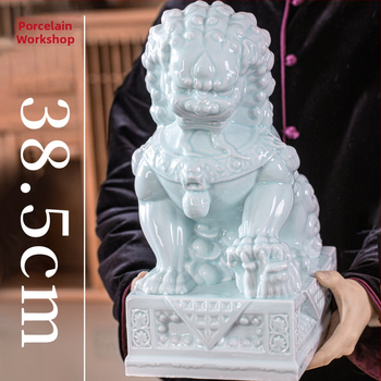 Porcelánové dvojité lvie ozdoby, veľké luxusné sošky v palácovom štýle pre dvor a vstupné dvere, čínskeho štýlu vysokokvalitná dekorácia levov