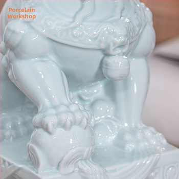 Porcelánové dvojité lvie ozdoby, veľké luxusné sošky v palácovom štýle pre dvor a vstupné dvere, čínskeho štýlu vysokokvalitná dekorácia levov