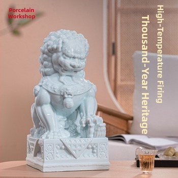 Porcelánové dvojité lvie ozdoby, veľké luxusné sošky v palácovom štýle pre dvor a vstupné dvere, čínskeho štýlu vysokokvalitná dekorácia levov
