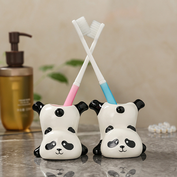Keramická panda figúrka – dekorácia do kúpeľne, držiak na pohár na zubnú kefku