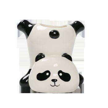 Keramická panda figúrka – dekorácia do kúpeľne, držiak na pohár na zubnú kefku