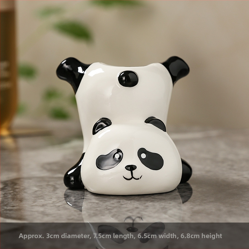 Keramická panda figúrka – dekorácia do kúpeľne, držiak na pohár na zubnú kefku