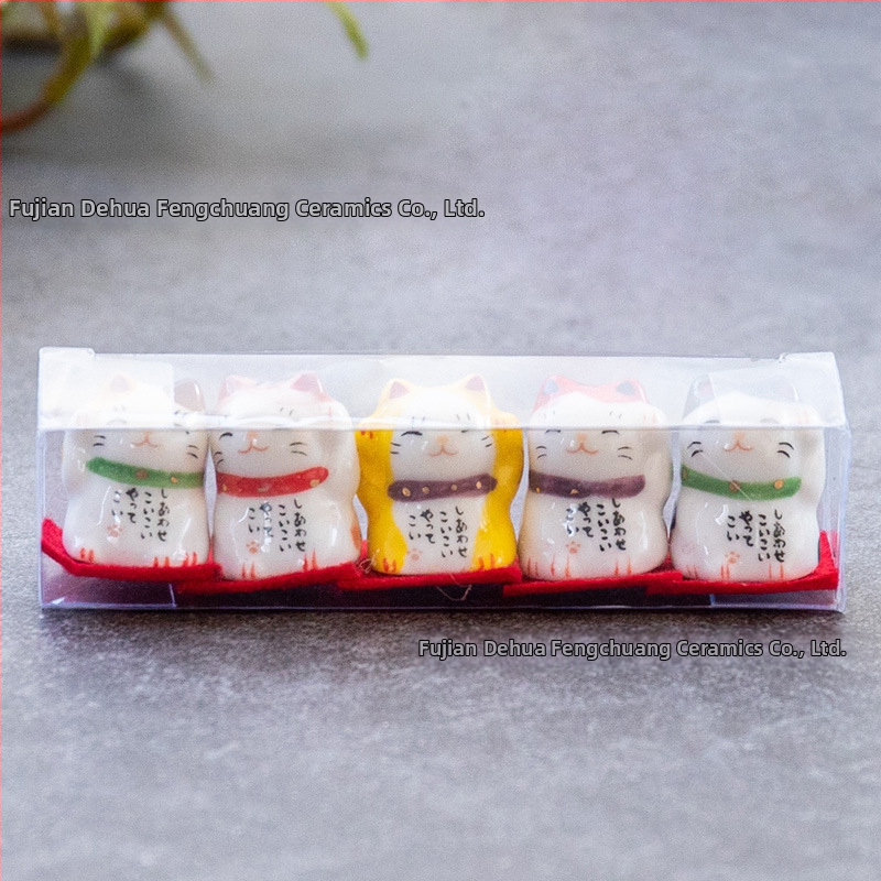Mini keramické mačiatka v japonskom štýle – sada domácej dekorácie