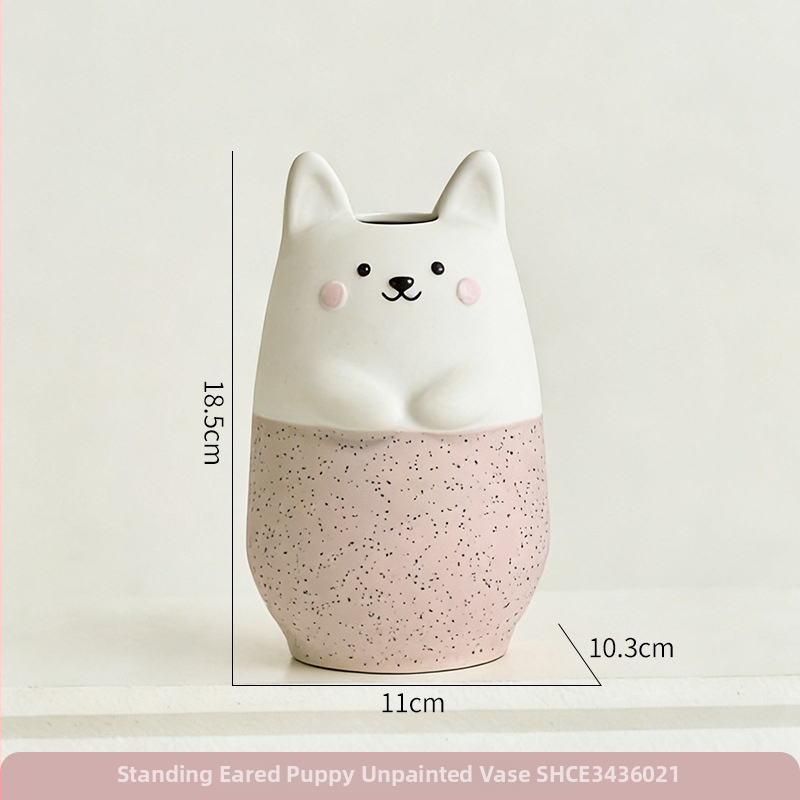 Porcelánová stolová váza s mačkou – roztomilá a praktická mini dekorácia do predsiene, obývacej izby, spálne a kancelárie