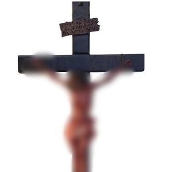 Veľkonočný červený kríž z živice – dekoratívna figúrka do domácnosti a na stôl, umelecký zbierkový kus