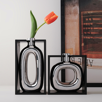 Behanmei Modern Geometrické Umenie Keramická Váza, Biela Porcelána, Elegantný Domáci Dekor pre Obývaciu Izbu a Hotelové Interiéry