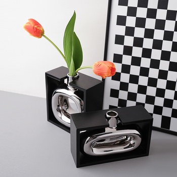 Behanmei Modern Geometrické Umenie Keramická Váza, Biela Porcelána, Elegantný Domáci Dekor pre Obývaciu Izbu a Hotelové Interiéry