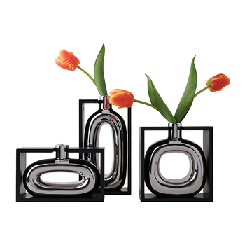 Behanmei Modern Geometrické Umenie Keramická Váza, Biela Porcelána, Elegantný Domáci Dekor pre Obývaciu Izbu a Hotelové Interiéry