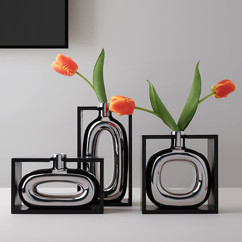 Behanmei Modern Geometrické Umenie Keramická Váza, Biela Porcelána, Elegantný Domáci Dekor pre Obývaciu Izbu a Hotelové Interiéry