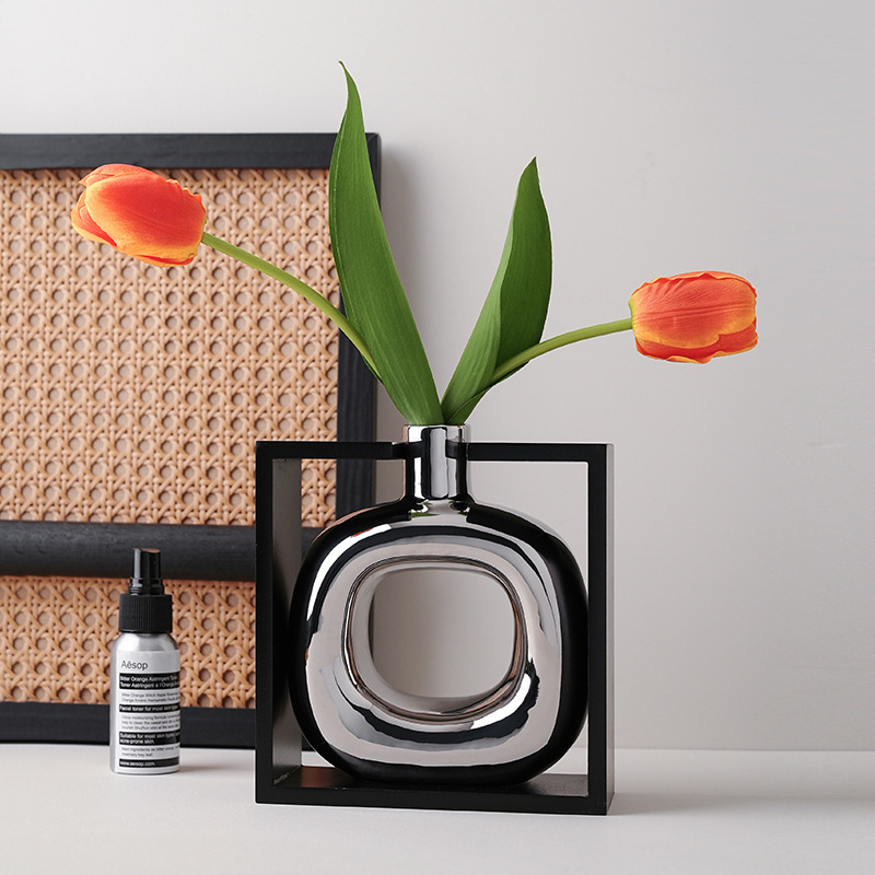 Behanmei Modern Geometrické Umenie Keramická Váza, Biela Porcelána, Elegantný Domáci Dekor pre Obývaciu Izbu a Hotelové Interiéry