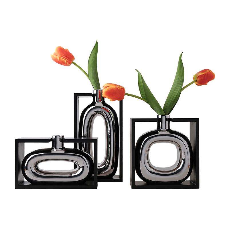 Behanmei Modern Geometrické Umenie Keramická Váza, Biela Porcelána, Elegantný Domáci Dekor pre Obývaciu Izbu a Hotelové Interiéry