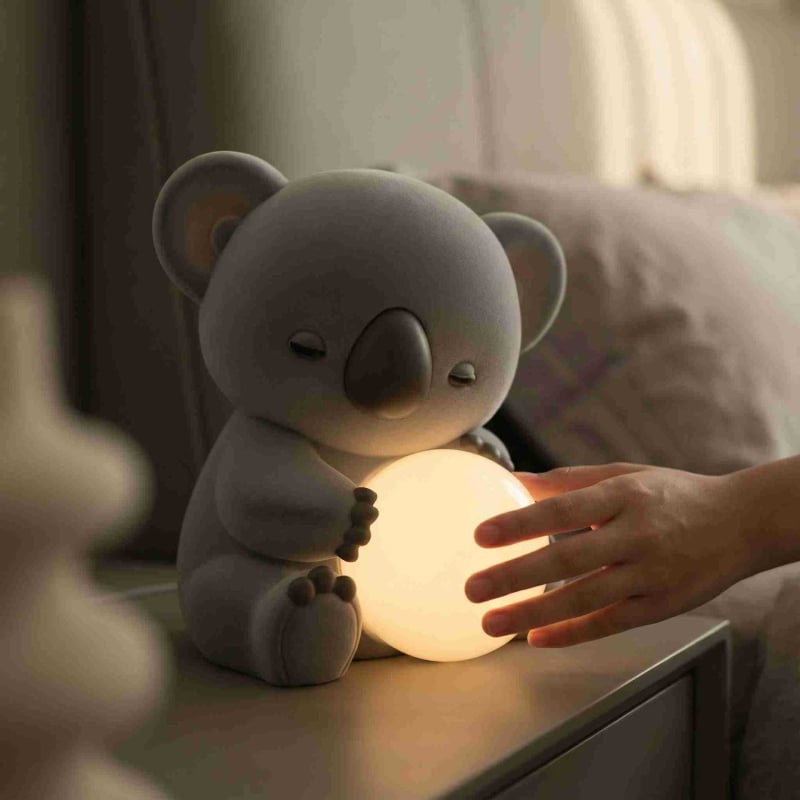 Kreslený koala nočná lampa – ozdoba do obývačky, na televízny stolík, do spálne a do vínového kabinetu – jemná prémiová dekorácia