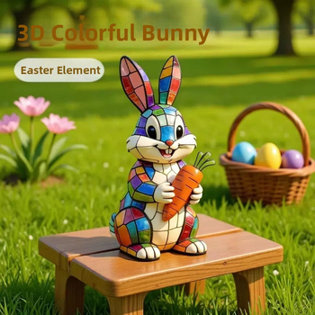 3D farebný zajac z živice – nočné svetlo pre dom a záhradu, veľkonočná dekorácia, kreatívny darček do spálne