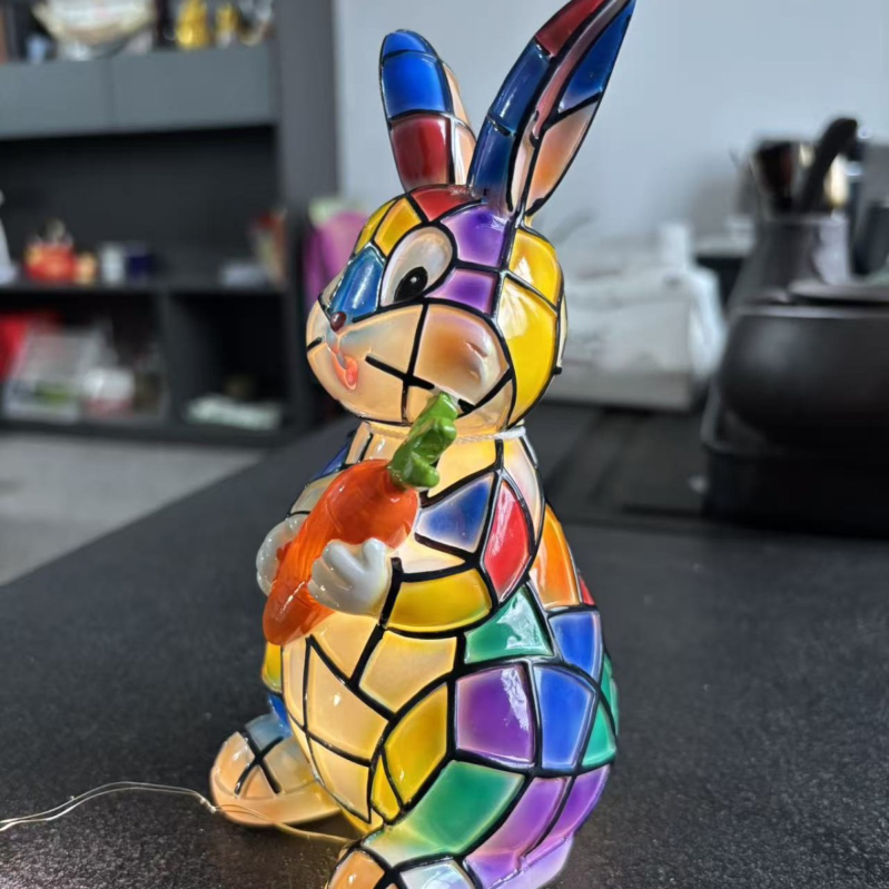 3D farebný zajac z živice – nočné svetlo pre dom a záhradu, veľkonočná dekorácia, kreatívny darček do spálne