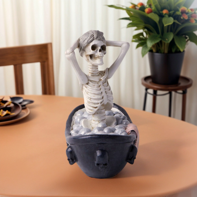 Figúrka z živice: dievča-skelet na Halloween — stolová dekorácia a dar