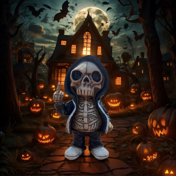 Figure lebky s prostredníkom, Halloween dekorácie, živicové remeslo, domová ozdoba, malý darček