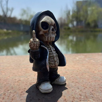Figure lebky s prostredníkom, Halloween dekorácie, živicové remeslo, domová ozdoba, malý darček