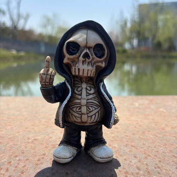 Figure lebky s prostredníkom, Halloween dekorácie, živicové remeslo, domová ozdoba, malý darček