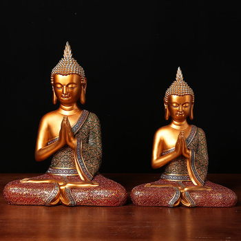 Thajská Buddha socha z živice, dekorácia do obývačky alebo študovne, inšpirované juhovýchodnou Áziou