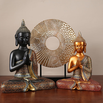 Thajská Buddha socha z živice, dekorácia do obývačky alebo študovne, inšpirované juhovýchodnou Áziou