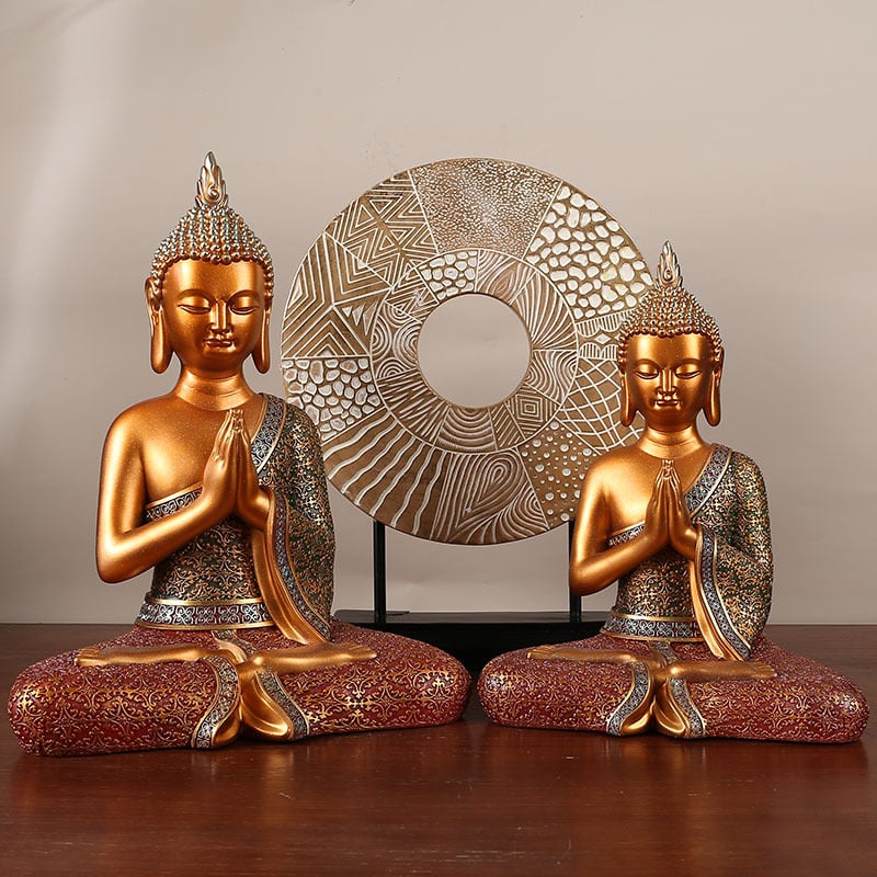 Thajská Buddha socha z živice, dekorácia do obývačky alebo študovne, inšpirované juhovýchodnou Áziou