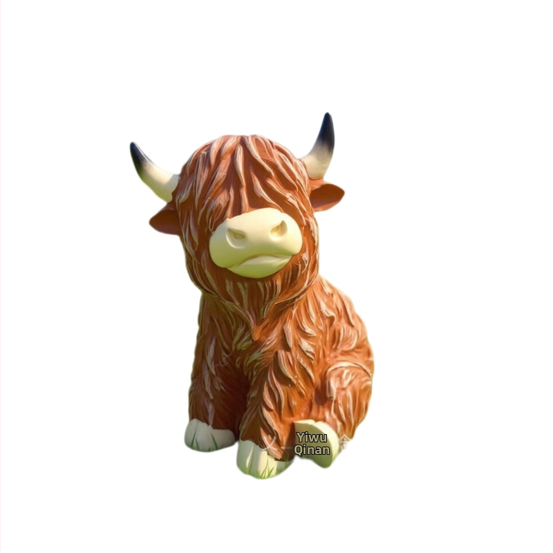 Highland cow z živice – kreatívny domáci dekor, nočná lampička na stôl, kreslené zvieratko darček