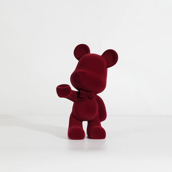 Červený medveď ornament zo živice, domáce dekorácie, minimalistický štýl, kreslený vzhľad, vstupná dekorácia