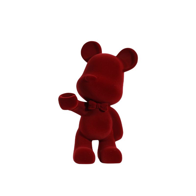 Červený medveď ornament zo živice, domáce dekorácie, minimalistický štýl, kreslený vzhľad, vstupná dekorácia