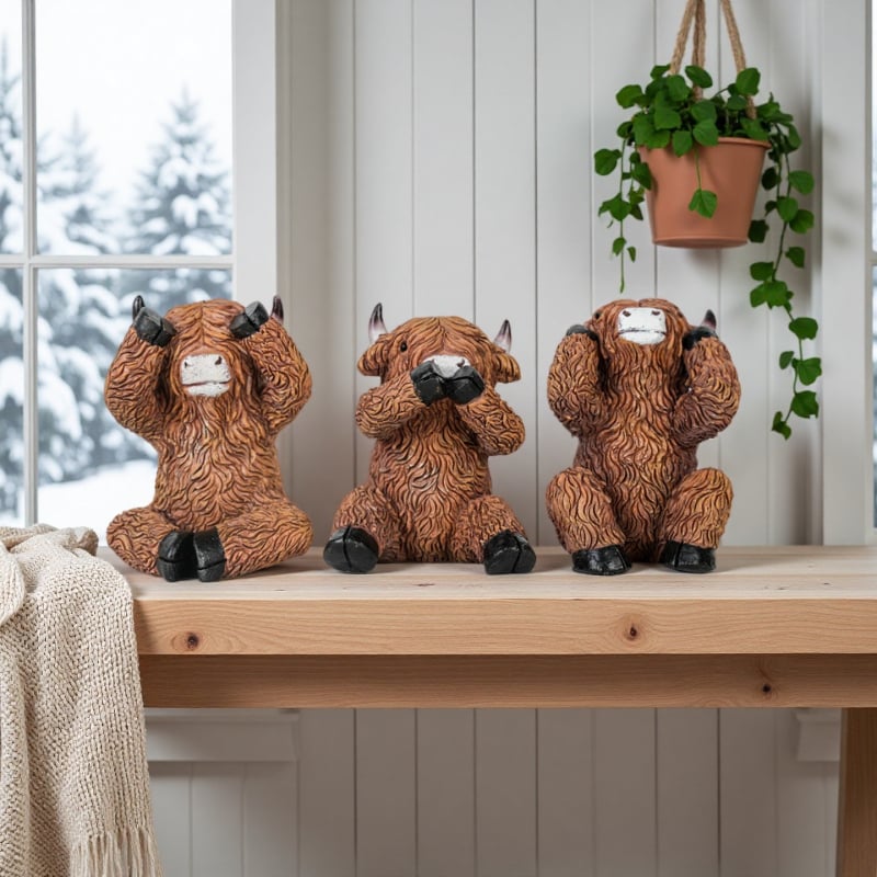 Figúrka z živice Highland Cow, kreatívne remeselné dielo, stolová dekorácia, darček