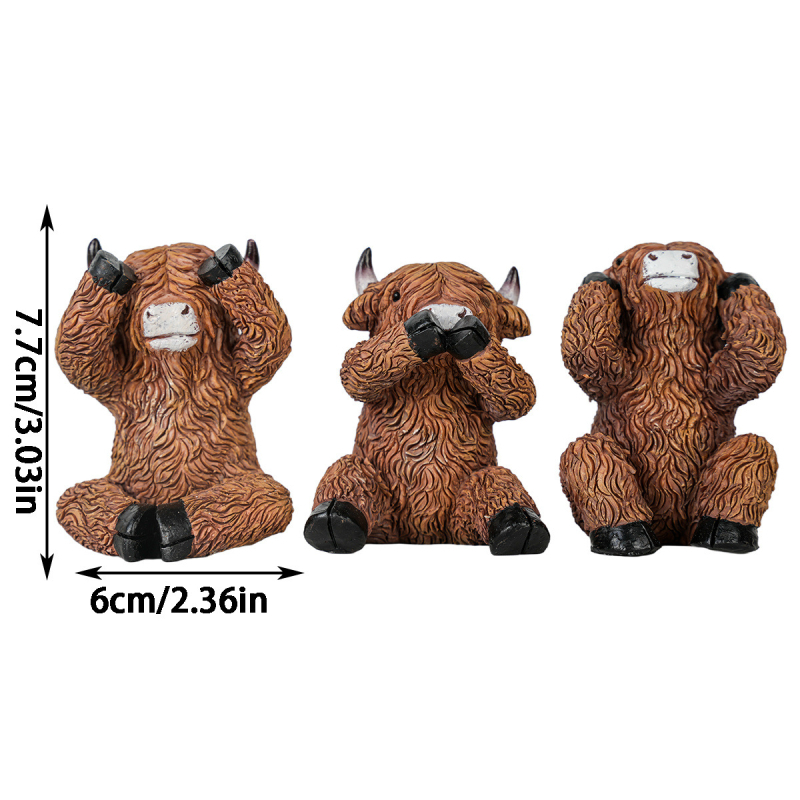 Figúrka z živice Highland Cow, kreatívne remeselné dielo, stolová dekorácia, darček