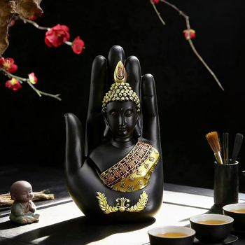 Mini Buddha v čínske štýle so zlatým nádychom, dekor do domácnosti — obývačka, vstupná hala, čajáreň, študovňa, zenová ozdoba