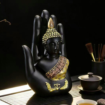 Mini Buddha v čínske štýle so zlatým nádychom, dekor do domácnosti — obývačka, vstupná hala, čajáreň, študovňa, zenová ozdoba