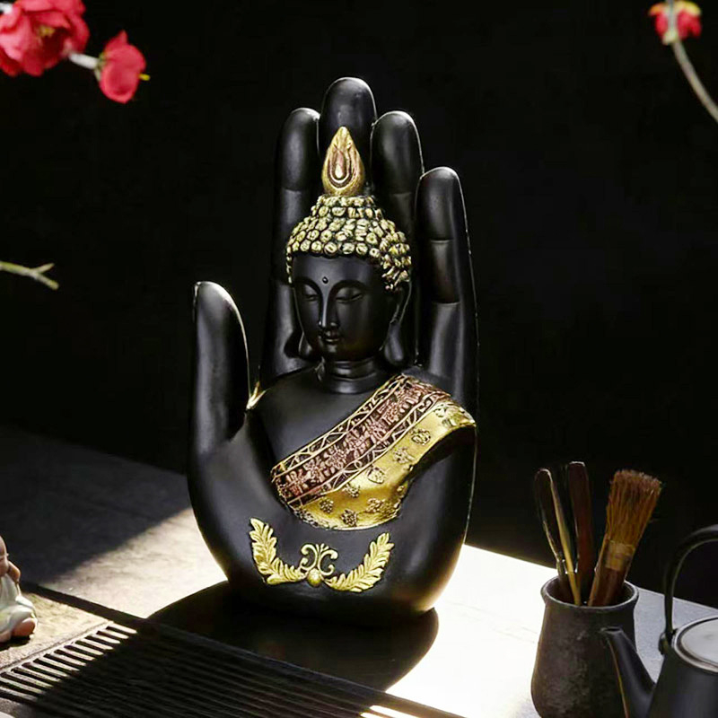 Mini Buddha v čínske štýle so zlatým nádychom, dekor do domácnosti — obývačka, vstupná hala, čajáreň, študovňa, zenová ozdoba