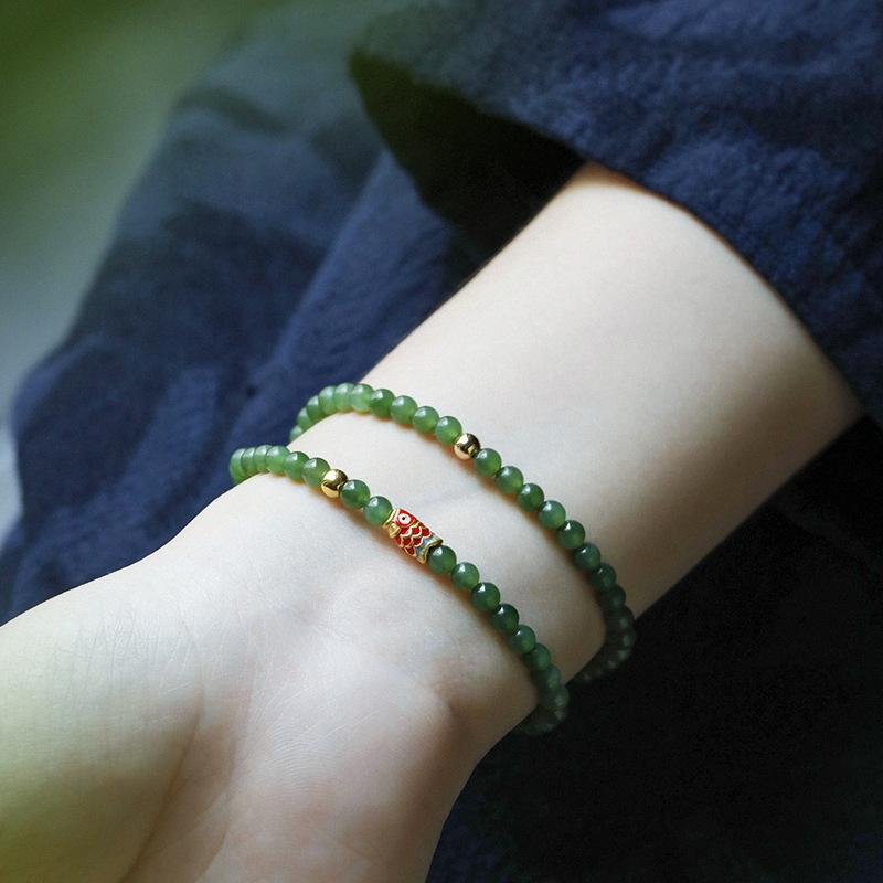 Narukvica od prirodnog zelenog aventurina – unisex, novi kineski stil, talisman sreće – poklon