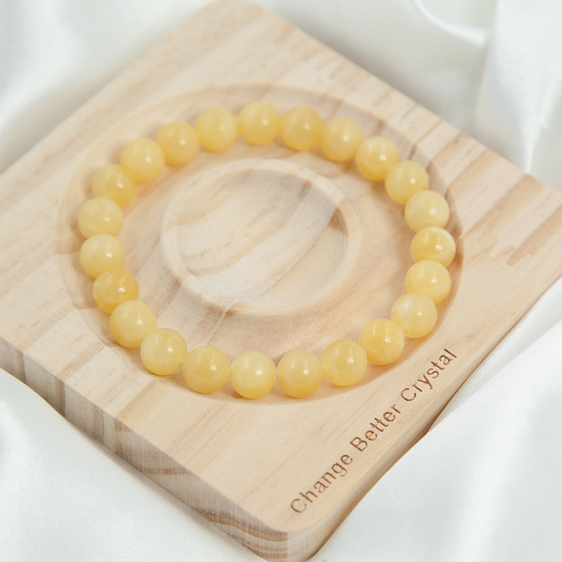 Beeswax Jade narukvica – prirodni unisex, 8/10 mm okrugle perle, geometrijski dizajn