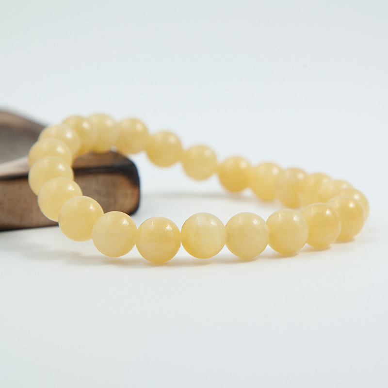 Beeswax Jade narukvica – prirodni unisex, 8/10 mm okrugle perle, geometrijski dizajn