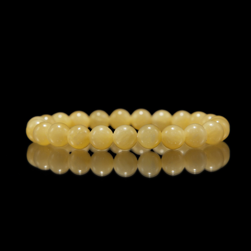 Beeswax Jade narukvica – prirodni unisex, 8/10 mm okrugle perle, geometrijski dizajn