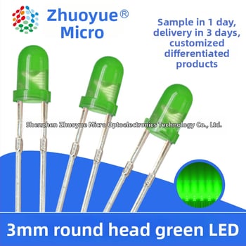 Excellence Micro LED, zelená, 3V, 3 mm guľový LED s vysokou svietivosťou, model F3