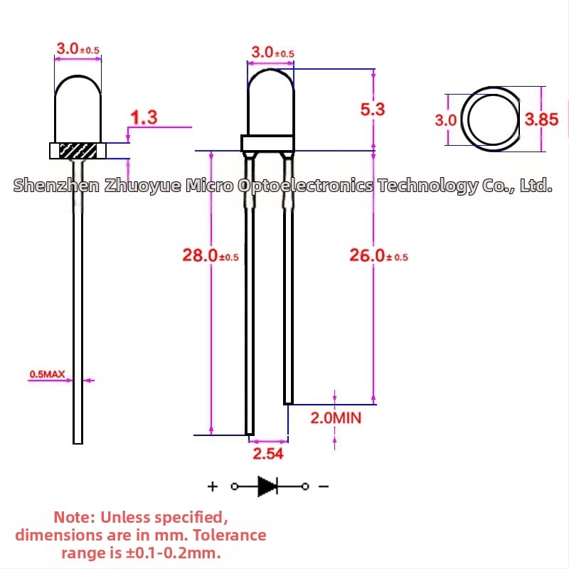 Excellence Micro LED, zelená, 3V, 3 mm guľový LED s vysokou svietivosťou, model F3