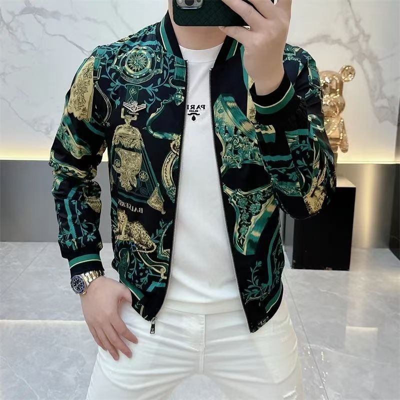 Férfi nyomott kabát, slim-fit, baseball gallér, tavasz–ősz 2026
