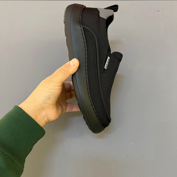 Férfi vászon loaferek vastag talppal, lélegző, slip-on, mindennapi viselet, alacsony profil