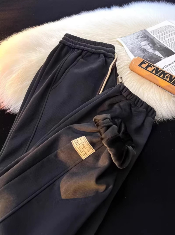 2025-ös új stílusú férfi jogger nadrág fleece béléssel, őszi-téli szezonra, laza szabás, nagy méret
