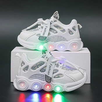 LED svjetleće tenisice za djecu, prozračan gornji dio od tkanine, unisex tenisice za dob 1-6 godina