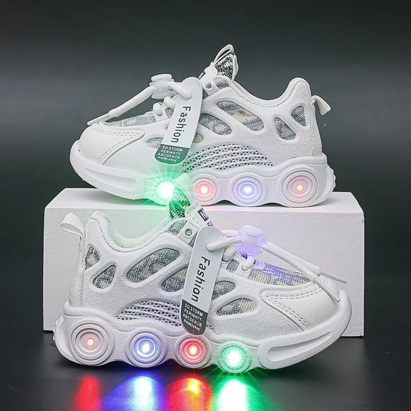 LED svjetleće tenisice za djecu, prozračan gornji dio od tkanine, unisex tenisice za dob 1-6 godina