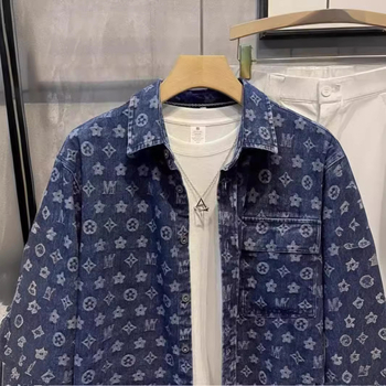 Férfi denim dzseki reverrel, koreai stílus, lazán szabott, hosszú ujjak