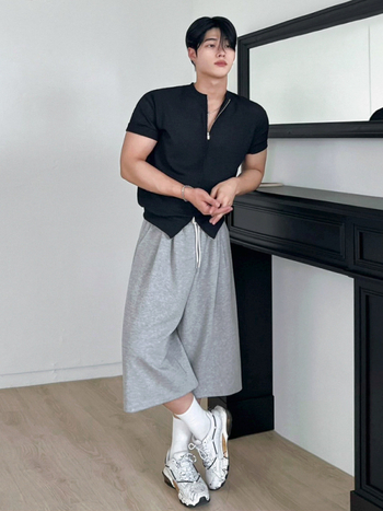 MYQ sive sportske kapri hlače za muškarce, ljetni ležerni kroj, korejski stil