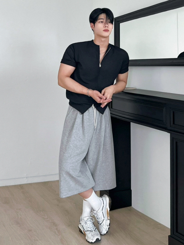 MYQ sive sportske kapri hlače za muškarce, ljetni ležerni kroj, korejski stil