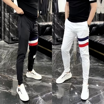Muške sportske hlače od Ice Silk s brzim sušenjem, lagane ljetne krojenje, kontrastne pruge, uski kroj